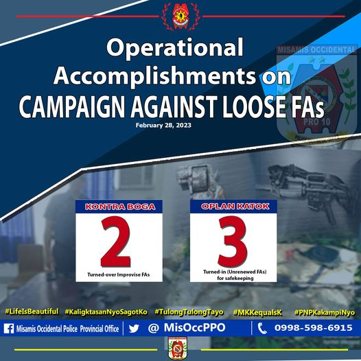 MisOccPPO's tweet photo. Look:  Accomplishments on Campaign Against Loose FAs  in Ozamiz, Clarin and Panaon Mis. Occ.

https://t.co/3rVpJH5x7D https://t.co/LEUhTUu58B