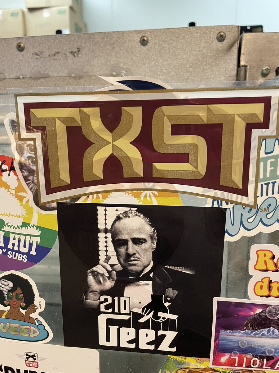TXSTgameday's tweet image. Yes … that just happens to be a conveniently placed #txst sticker over the top of what “was” a chode runner   sticker.  
Doing important &amp;amp; necessary work here in SATX. 😎
