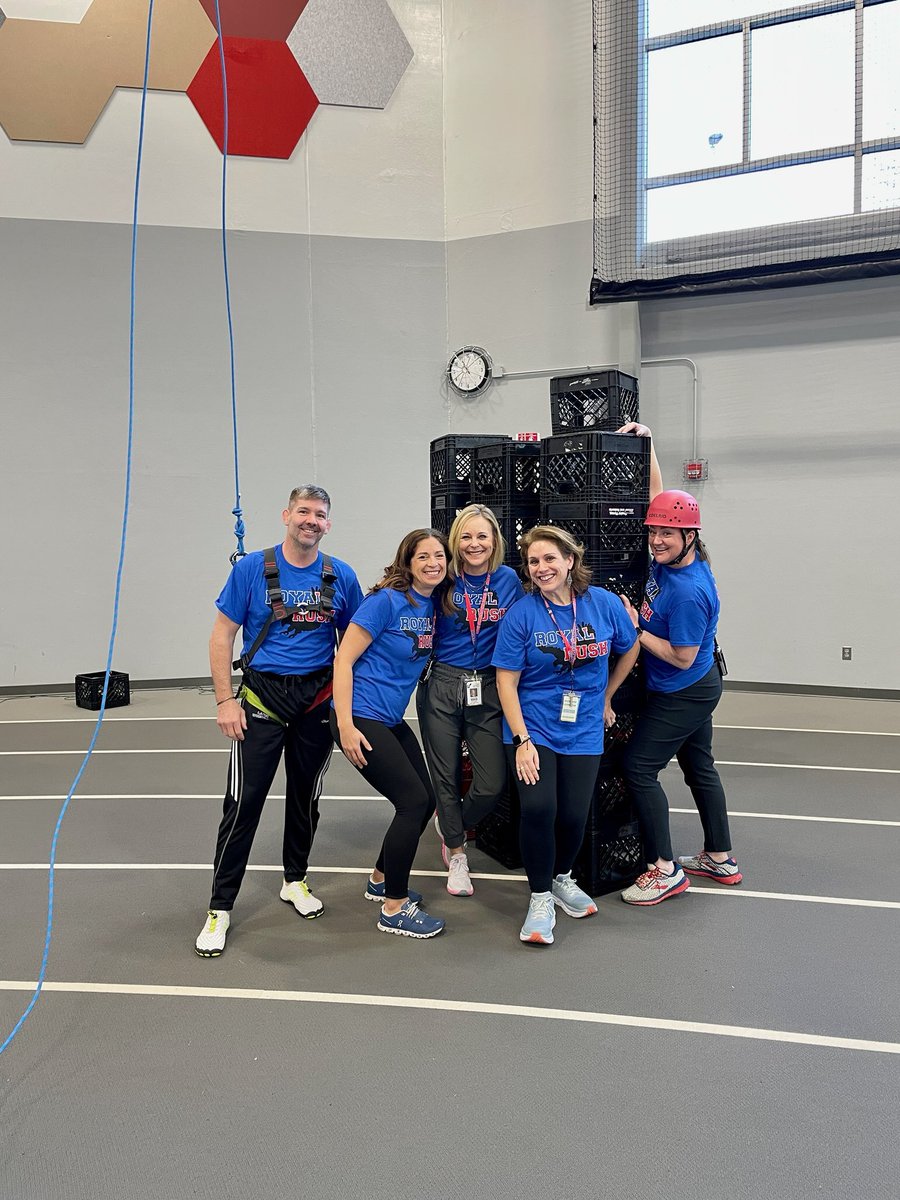 Had such fun at work today! Thanks to <a href="/mikegedville/">Mike Gedville</a> Adventure Education class for teaching us all how to crate climb! So far in the district challenges it’s building administration 1 district administration 0. Can’t wait to see what’s next!!