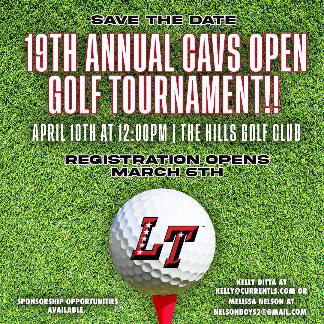 Time for the annual Cavs Open Golf Tournament! 🏈🏌️‍♂️Registration opens soon. Sponsorship opportunities are still available. See you on the greens!