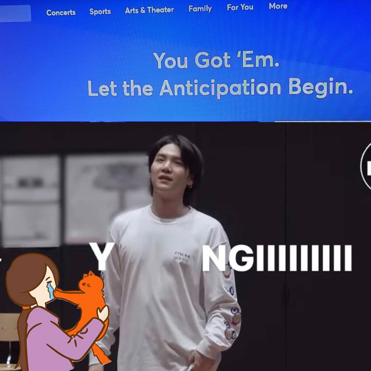 purplepurrsona's tweet photo. I had to walk away from my desk and pour myself a glass of wine when the transaction was completed. The whole experience was so nerve racking...

But I...I...I can go see Yoongi now 😭😵‍💫🤯...I am not quite myself yet 😭 https://t.co/WdHv0wD6yg