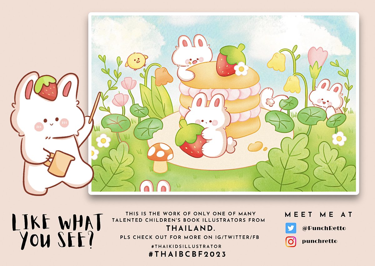 🌷Hello! I'm 'PUNCHRETTO' / @PunchRetto 
An student and illustrator from Thailand. I hope my work will make you guys happy 🐰🌿✨

IG : instagram.com/punchretto/
Email : punchretto@gmail.com

#ThaiKidsIllustrator #ThaiBCBF2023