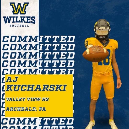 I have committed to Wilkes University  to continue my academic and football career. Thank you to all my coaches, and family. Thank you to the Wilkes coaching staff for giving me the opportunity to play at the next level. <a href="/CoachDrach/">Jonathan Drach</a> <a href="/CoachKelvinCruz/">Kelvin Cruz</a> <a href="/WilkesFootball/">Wilkes Football</a>