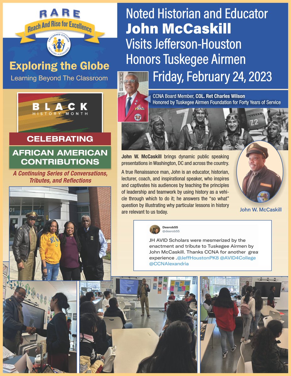 CCNAlexandria's tweet photo. CCNA was honored to bring John McCaskill to 
@JeffHoustonPK8 in honor of #BlackHistoryMonth. We hosted a series of conversations, tributes and reflections celebrating African American historical contributions. https://t.co/pdPPLyQA0K