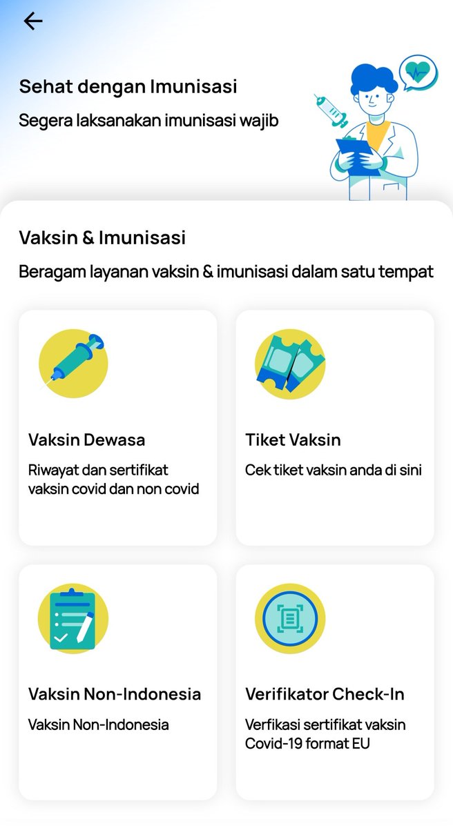 NovariaArefa's tweet photo. @PLindungi @KemenkesRI Halo Admin saya mau bertanya kenapa di aplikasi Satu Sehat tdk ada menu Imunisasi anak biasanya sertifikat Imunisasi anak saya ada ini bahkan gk ada menu imunisasi anak??? https://t.co/AzEOovaLyL