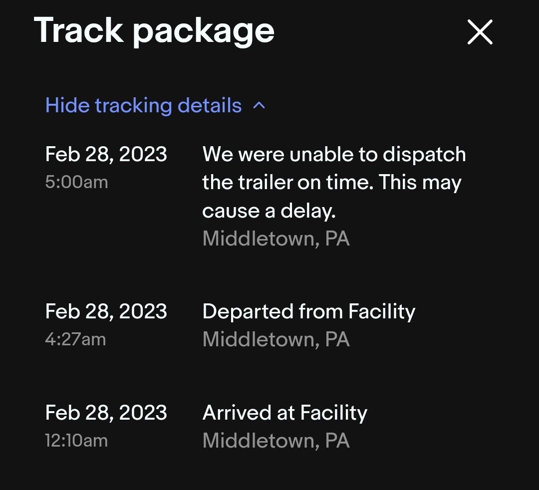 dpishe's tweet photo. @UPS whats going on in Middletown, PA location. Package seems to be stuck for 2 days now. Was suppose to arrive ny fri 3/3. https://t.co/uL945hPHuM