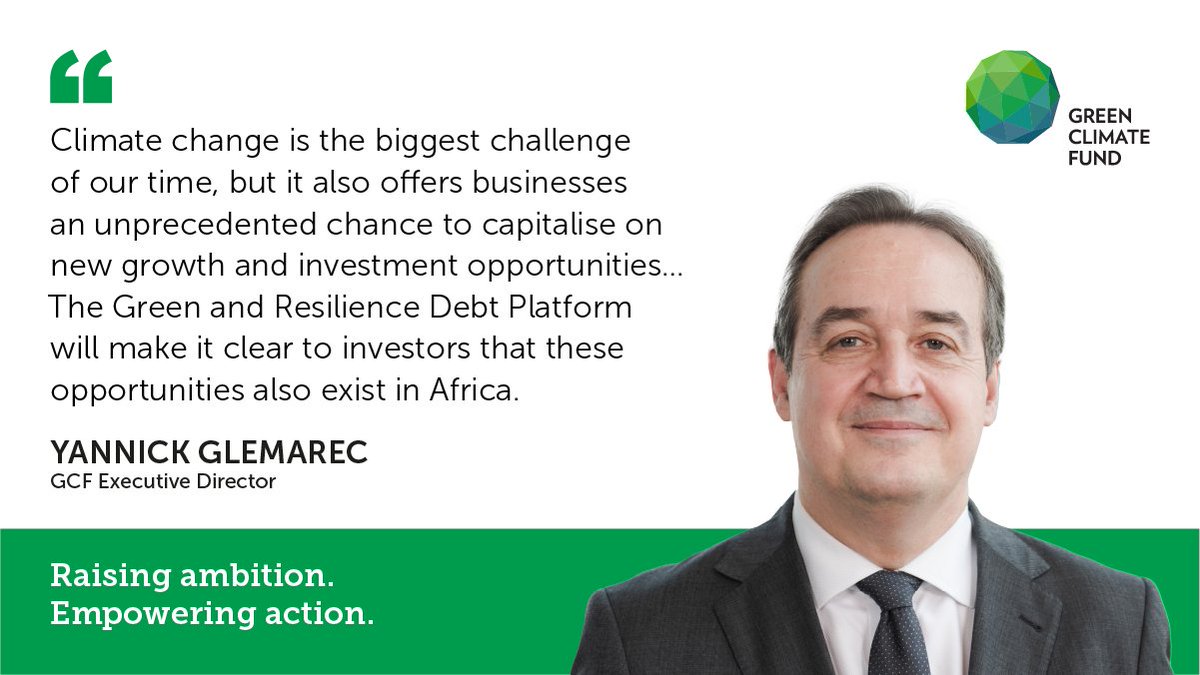 Yannick Glemarec (@yannickglemarec) on Twitter photo I'm proud to have <a href="/theGCF/">Green Climate Fund</a> <a href="/EIB/">European Investment Bank</a> collaboration on the Green and Resilience Debt Platform which will focus on climate resilience and blue bonds in Africa – a continent that's largely been forgotten when it comes to #climatefinance. Read our announcement: g.cf/3KH2pO9 I'm proud to have <a href="/theGCF/">Green Climate Fund</a> <a href="/EIB/">European Investment Bank</a> collaboration on the Green and Resilience Debt Platform which will focus on climate resilience and blue bonds in Africa – a continent that's largely been forgotten when it comes to #climatefinance. Read our announcement: g.cf/3KH2pO9