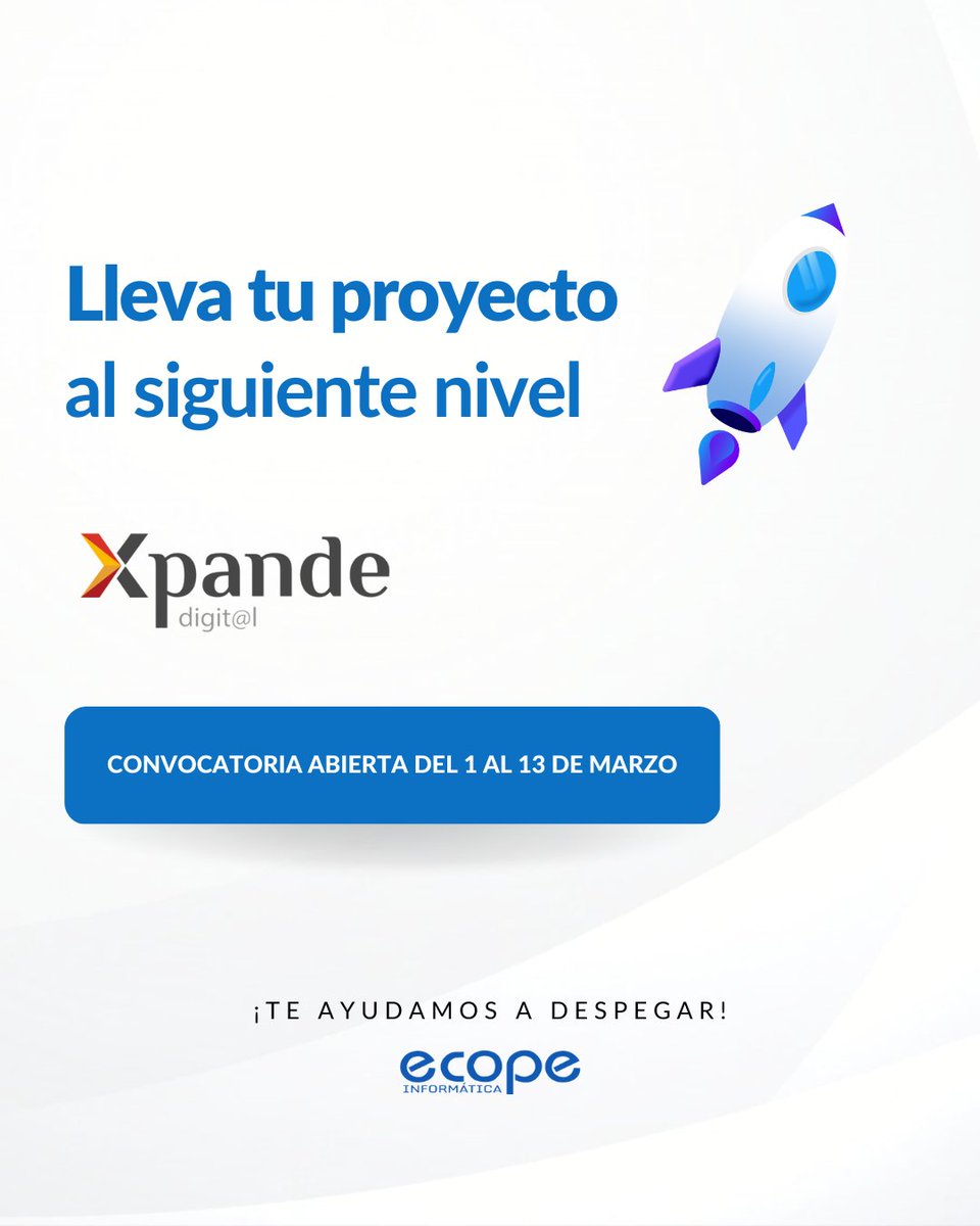 EcopeInformatic's tweet photo. Se abre la convocatoria del programa de Xpande Digital. 

Recuerda que el plazo va desde el 1 de marzo a las 9:00 h finalizando el 13 de marzo a las 14:00h 📝

https://t.co/MIkmmHFHUc https://t.co/HSq9c6cWwt