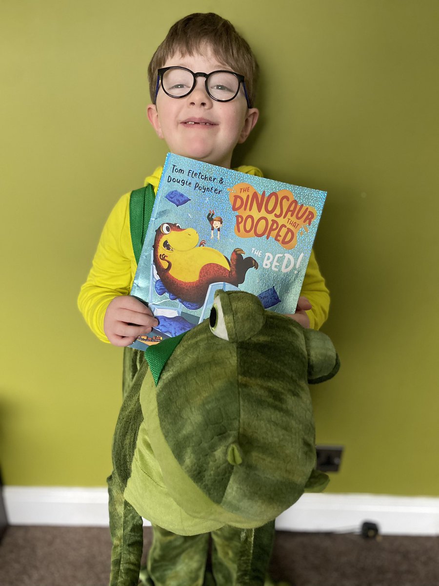 Gayley1979's tweet photo. #WorldBookDay2023 @TomFletcher Ronnies favourite book dinosaur who pooped the bed https://t.co/8kYGXDLcvH