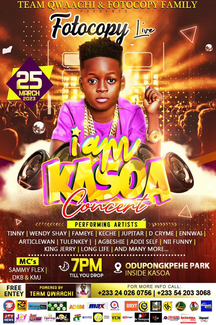 Ghmusichype_'s tweet photo. @fotocopymusic #iamkasoaconcert2023 will be happening live on 25th March 2023 at KASOA.
Artists such us @wendyshaygh, @JupitarOfficial , @Quamina_Mp etc will all pass through. Check flyer for more details..
#GhMusicHype https://t.co/xIoMMLLmBI
