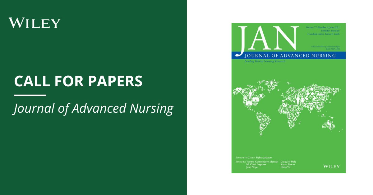 Special Issue Call for Papers: 
'Understanding phenomena and emerging methodologies for nursing'.
Submission deadline: 31 May 2023
bit.ly/3kKauqz
@Wiley_Nursing 
<a href="/debraejackson/">Debra Jackson AO RN PhD FCNA FRCN</a> 
<a href="/MartinaGiltena1/">Martina Giltenane</a>
<a href="/nagiordano/">Nick</a>
<a href="/lorelli_nowell/">Dr. Lorelli Nowell</a>
<a href="/jgsmithphd/">Jessica Smith</a>
<a href="/jgsmithphd/">Jessica Smith</a>