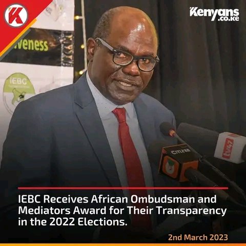 Well Done Former IEBC Chairman Hon. Wafula Chebukati for this Great Award. @WChebukati is True Patriotic