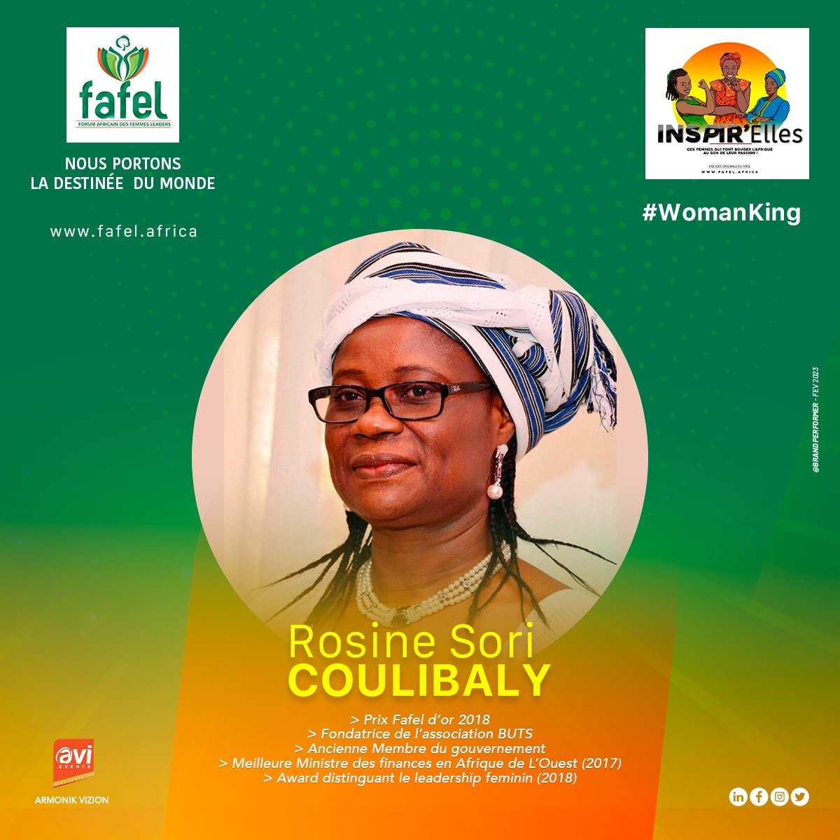 #Inspirelles : Rosine Sori Coulibaly, 1ère Lauréate FARFEL D'OR 2018.

Femme politique burkinabè remarquable, elle est un modèle et une source d'inspiration pour les femmes qui aspirent à un avenir meilleur, croient au leadership, à l’équité et à la justice sociale.
#Fafel