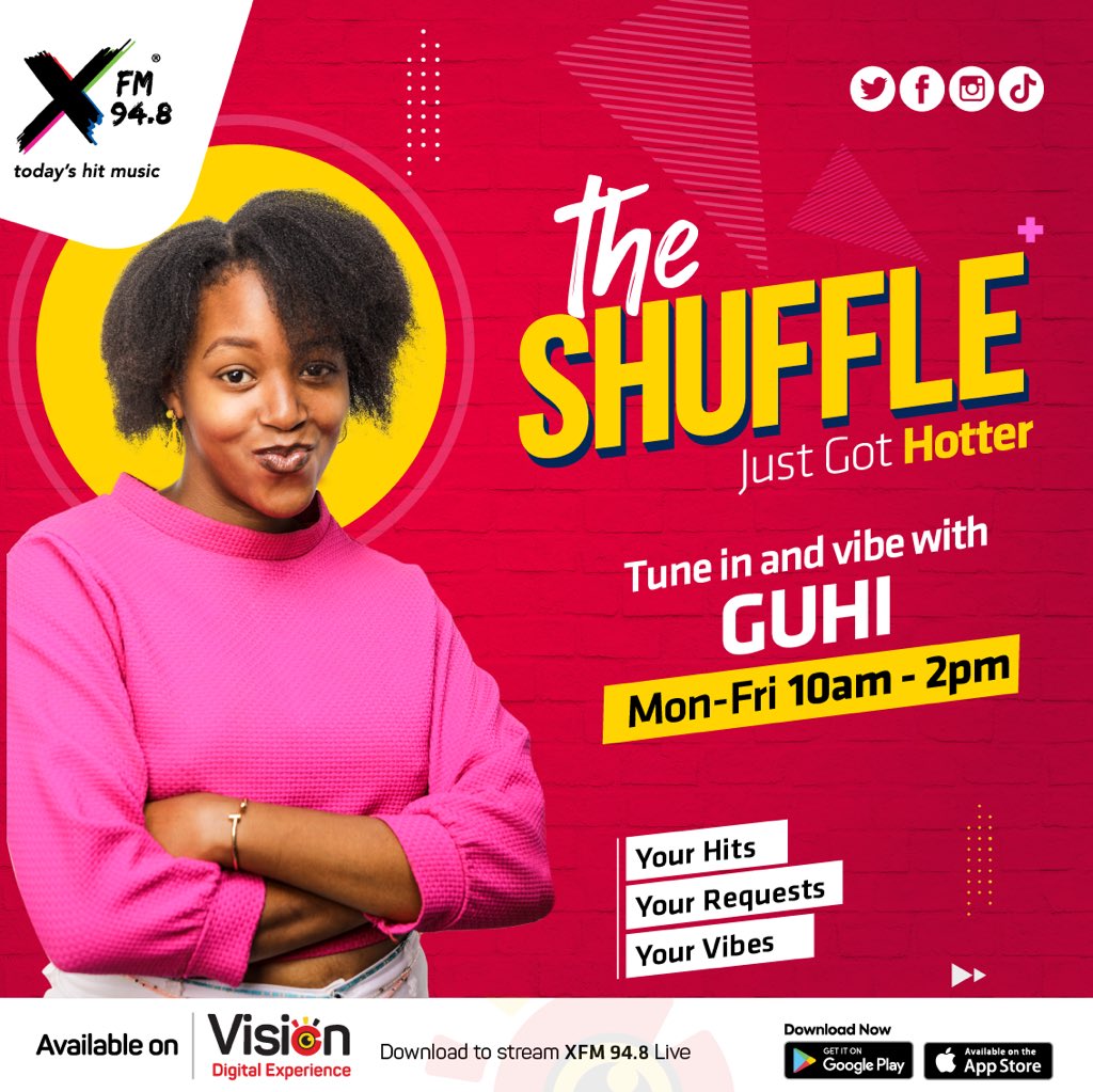 XfmUG's tweet image. #NowOnAir 🎙️
#TheShuffle 🥳

Tune in now and enjoy the best #ThrowOutThursday vibes and the best #Throwback hits with your homegirl @iamguhiiiiiii 💃🏾🕺🏾

#TodaysHitMusic 🎶