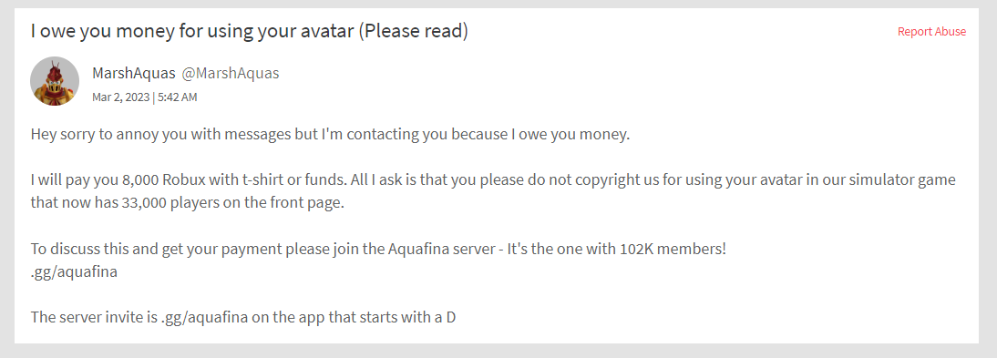 bendetto98's tweet photo. New Roblox scam, I do not know this person. This is a bot, they will message you and try to get you to join their discord group. DO NOT DO WHAT ANY OF THESE BOTS SAY, DO NOT REPLY DO NOT DELETE. IGNORE IT. Stay safe friends. #Roblox #RobloxScam #Roblox https://t.co/MnP8B7TMSc
