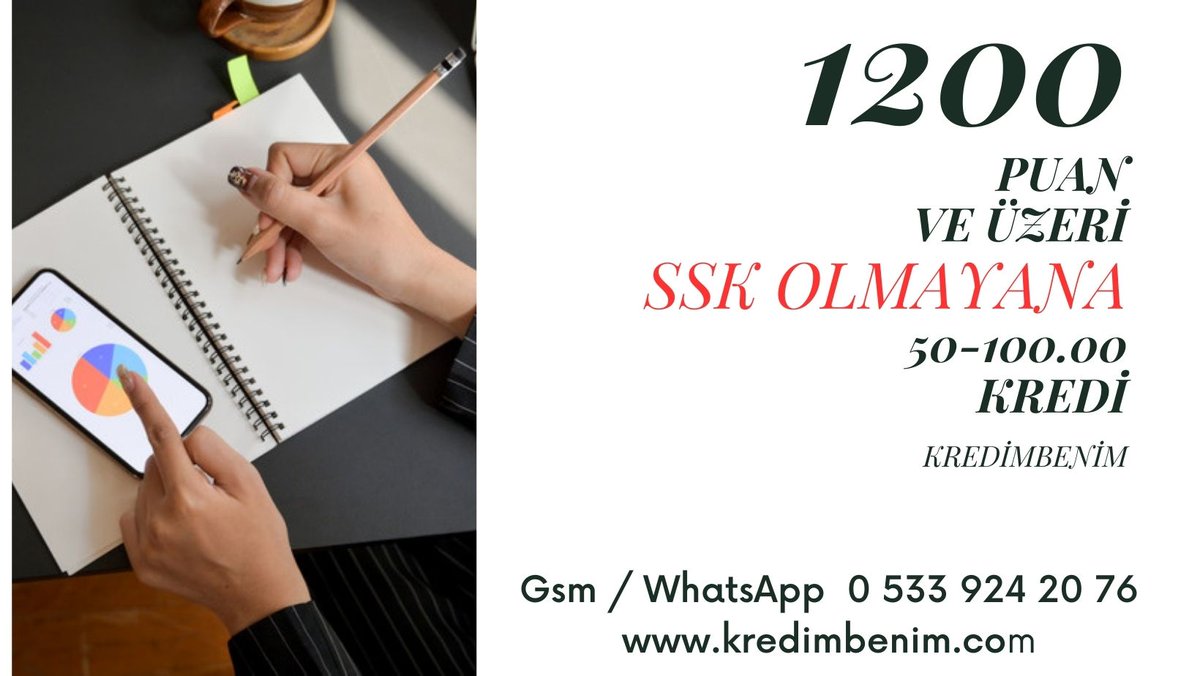 Puanı 1000 ve üzeri olan Emekliye, Çalışana, Ev Hanımlarına, Öğrencilere, Memurlara, Esnafa Kredi ve Kredi Kartı çıkartılır. 
.WHATSAAP 
wa.me/905339242076