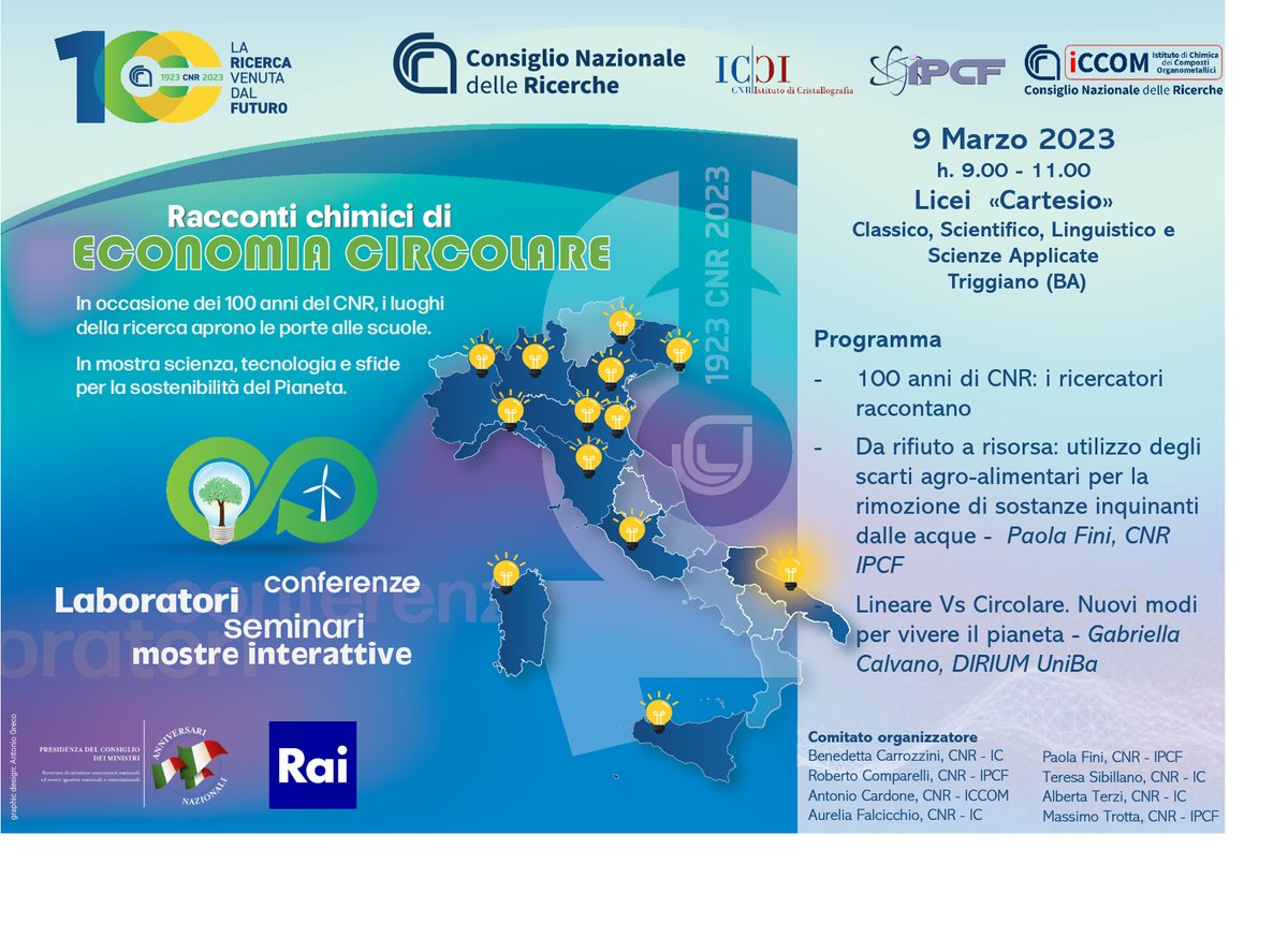 CNR-IPCF (@cnripcf) on Twitter photo Giovedì 9 marzo avrà luogo l'evento promosso dal #DSCTM “Racconti Chimici di Economia Circolare: da problemi ad opportunità”, che vedrà coinvolti <a href="/CnrIpcf/">CNR-IPCF</a>, <a href="/IC_CNR/">Institute of Crystallography</a> e #ICCOM
Si parlerà di #sostenibilità, #chimicaverde, #energia e #economiacircolare
dsctm.cnr.it/it/centenario-…
#CNR100 Giovedì 9 marzo avrà luogo l'evento promosso dal #DSCTM “Racconti Chimici di Economia Circolare: da problemi ad opportunità”, che vedrà coinvolti <a href="/CnrIpcf/">CNR-IPCF</a>, <a href="/IC_CNR/">Institute of Crystallography</a> e #ICCOM
Si parlerà di #sostenibilità, #chimicaverde, #energia e #economiacircolare
dsctm.cnr.it/it/centenario-…
#CNR100