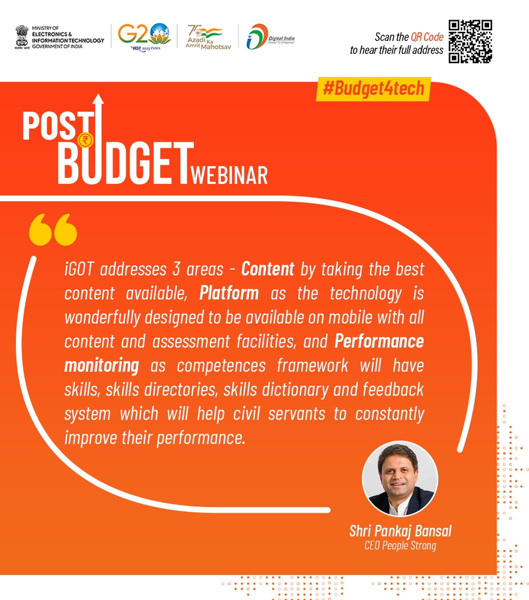 _DigitalIndia's tweet image. If you missed listening to the views of experts on the implementation of tech-related Budget announcements discussed during the recent Post Budget Webinar, go to youtu.be/Zg13VbVQmkc

Meanwhile, here are a few excerpts 
#Budget4Tech @peoplestrong @zerodhaonline  @ficci_india