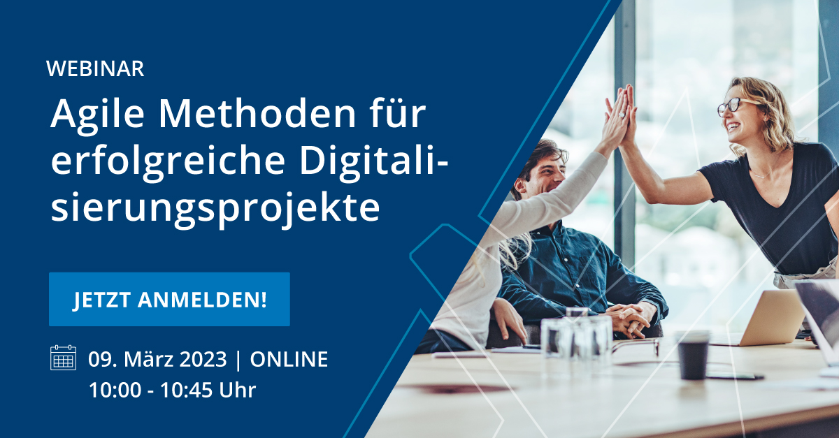 Wir zeigen Ihnen in unserem nächsten Webinar anhand von Best Practices, wie Sie Digitalisierungsprojekte mithilfe einer agilen Arbeitsweise effizient abwickeln.

Jetzt anmelden: okt.to/0a7vjS