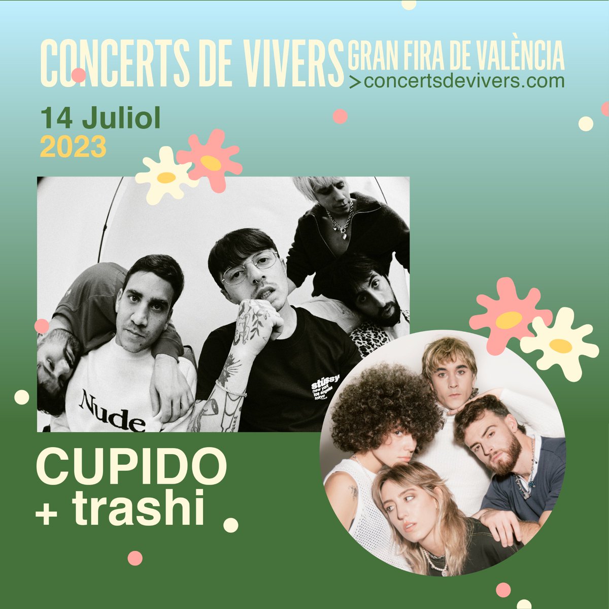 El 14 de juliol estaran <a href="/Cupidoamorciego/">CUPIDO</a> i <a href="/unpocotrashi/">trashi</a> amb nosaltres... la nit perfecta  perquè  et disparen una fletxa d'amor 💘 T'ho perdràs? 

🎟️ Entrades en concertsdevivers.com/tickets