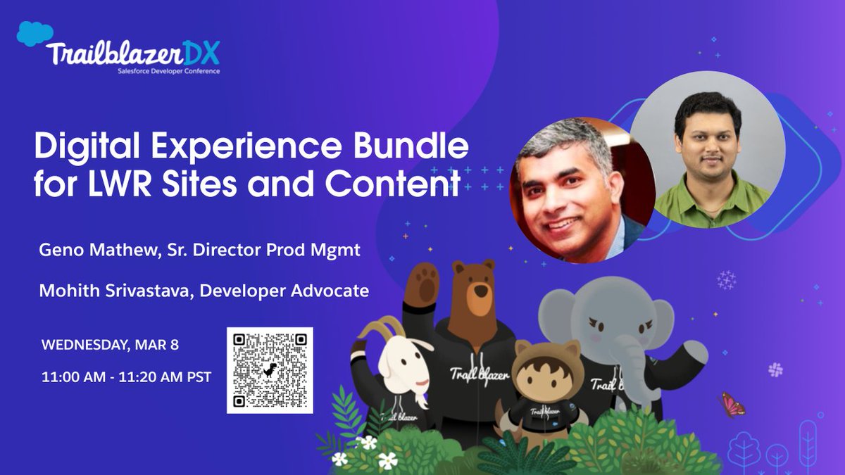 Excited to share the stage with Geno Mathew, Sr Director of Product Management for @ExperienceCloud at #tdx23 Please join us to learn about the new Digital Experience Bundle for LWR Experience cloud Sites and CMS.