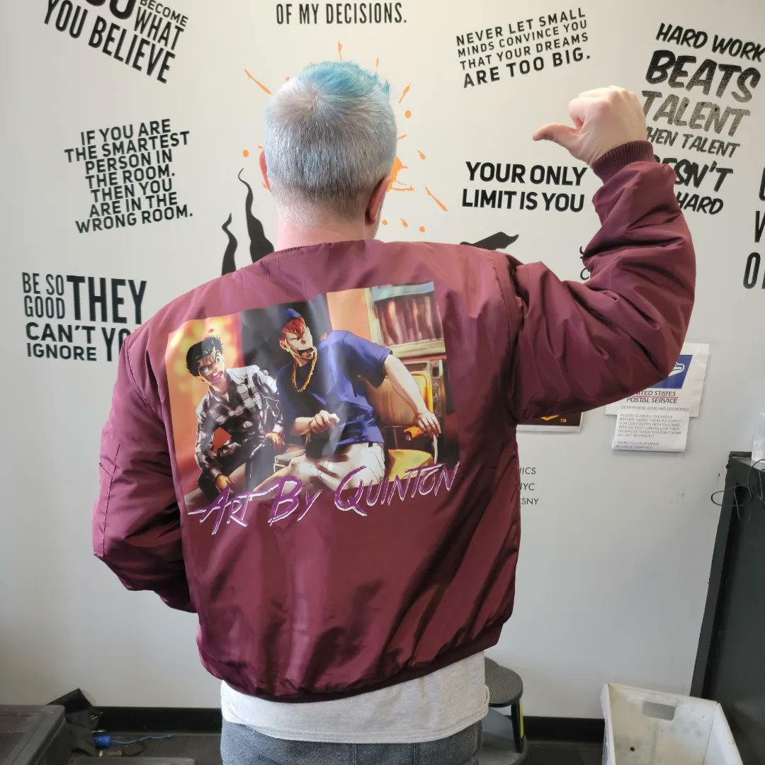 artbyquinton's tweet image. New Drop.... want one? DM. 
Bomber Jackets from #ArtByQuinton #Daaamn