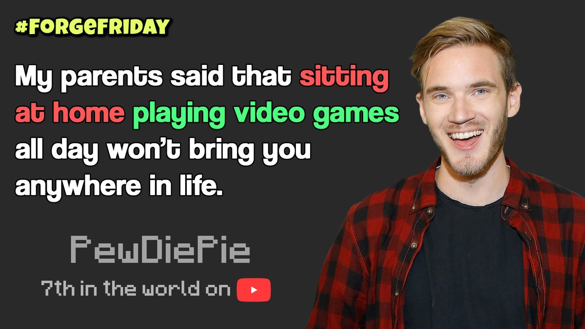 FollowerForge's tweet photo. If you're passionate about something, and believe in yourself, you can push through and make it a career. Anything is possible!
What is your dream?
#ForgeFriday @PewDiePie https://t.co/r08Da9VUSE