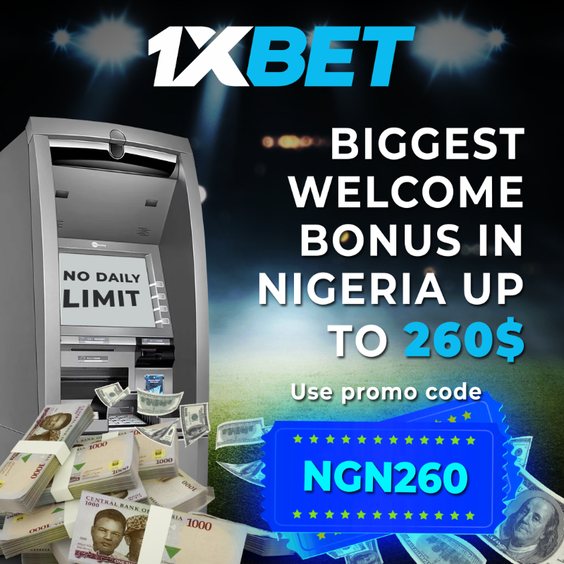 1xBet_Eng's tweet photo. Register with 1XBET and get up to 260$ for your first deposit!

No restrictions on withdrawals with sports betting at 1XBET! Sign up now and get the biggest first deposit bonus in Nigeria of up to $260 using our promo code."