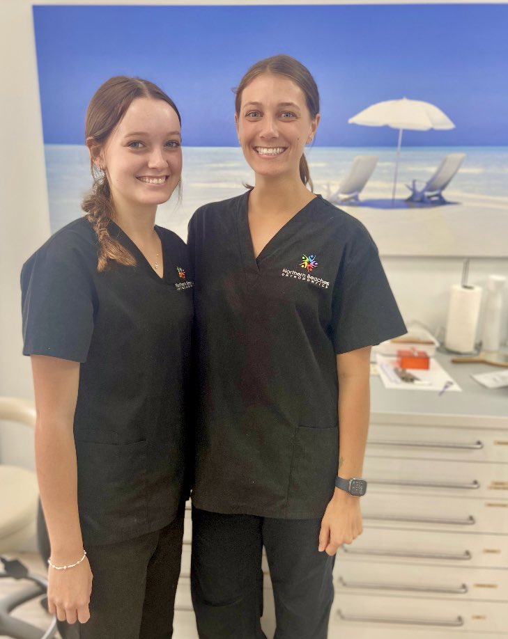 NBOrtho's tweet photo. SISTER SQUAD 👯‍♀️ Welcome to our new trainee nurse Lauryn. If her face looks familiar it’s because Lauryn is the younger sister of our senior nurse Ashley and shares the same passion for dental nursing &amp; caring for our patients! #sisters #dentalnurse #trainee #apprentice #team #nbo https://t.co/ByOFNEsfcg