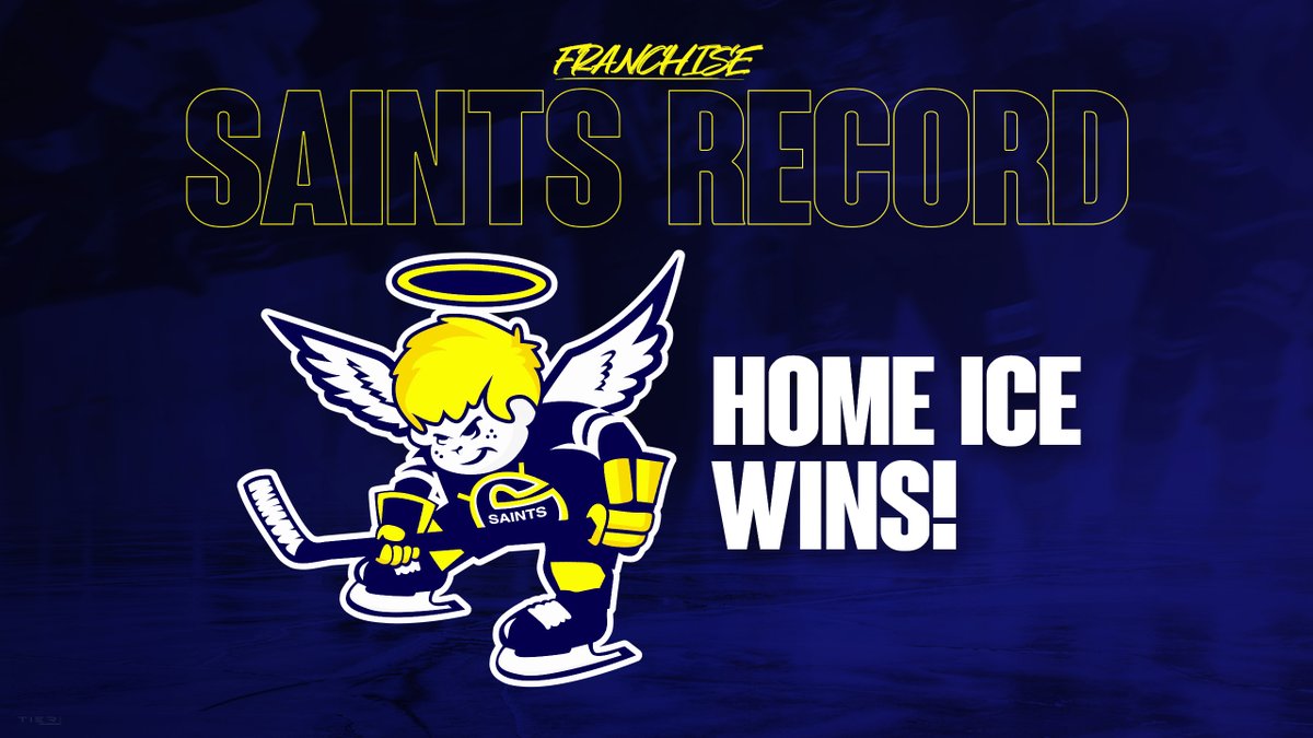 With tonight's win over the Oil Barons, the Saints recorded their 27th victory of the season at the Grant Fuhr Arena, establishing a new franchise record for the most home wins in a single season!

#AJHL | #SaintsNation