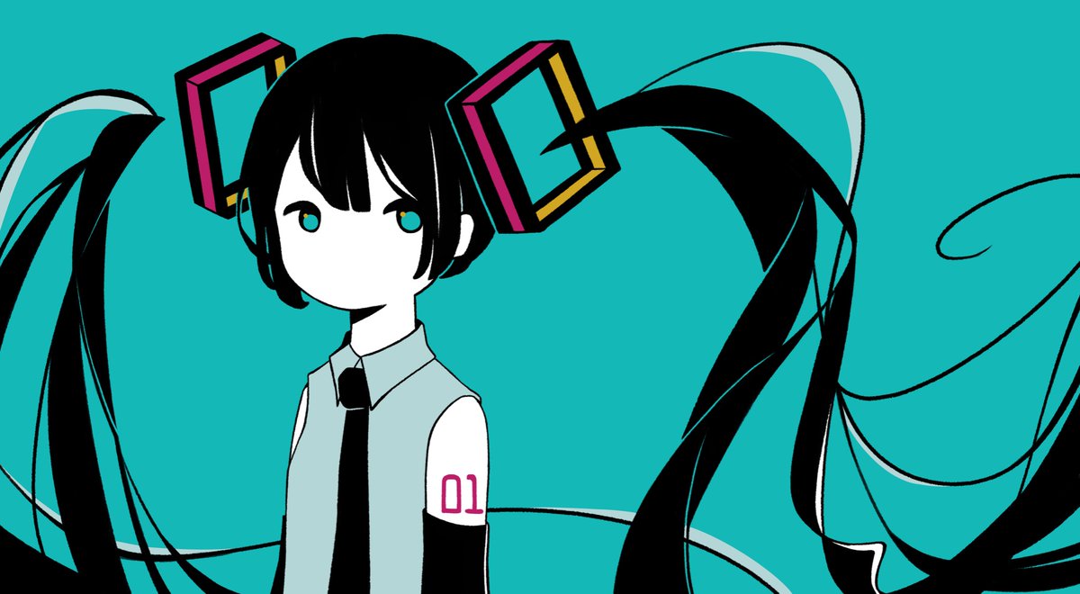 hatsune miku 1girl solo necktie long hair twintails upper body shirt  illustration images