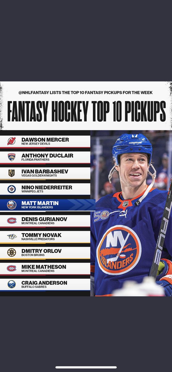 macmillan77's tweet photo. @NHLJensen the funniest thing about @NHLFantasy is when you’re in need of a desperation win they tell you to pick up Matt Martin…  joke of a group https://t.co/BowMapMAC5