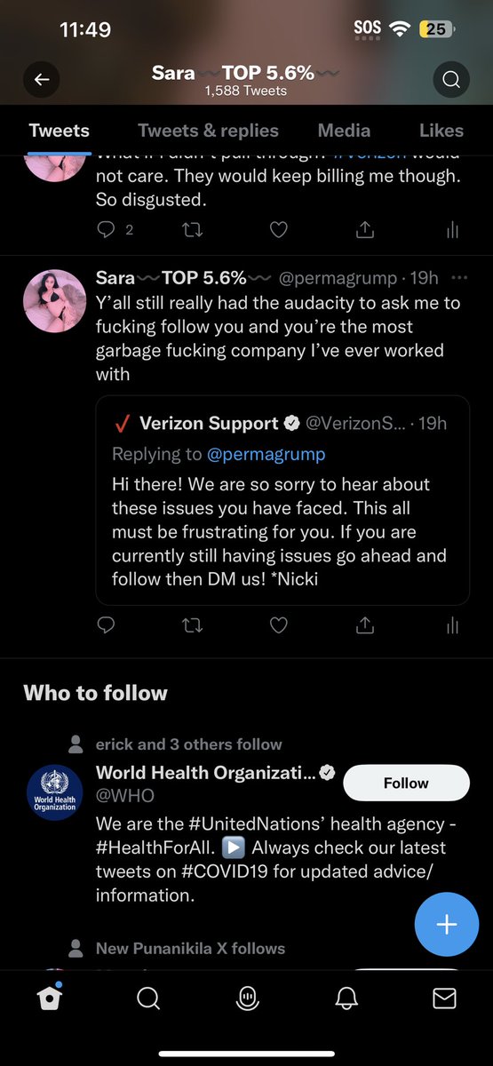 permagrump's tweet photo. Verizon is garbage. Still no service. Had a break down and I can’t even call the suicide hotline prevention number! “ it’s a pleasure to see you here with us.” WTF. #mentalhealth #fverizon #verizon #heartless #whatifididntmakeit #stillnoservice https://t.co/iRWD53HoVh