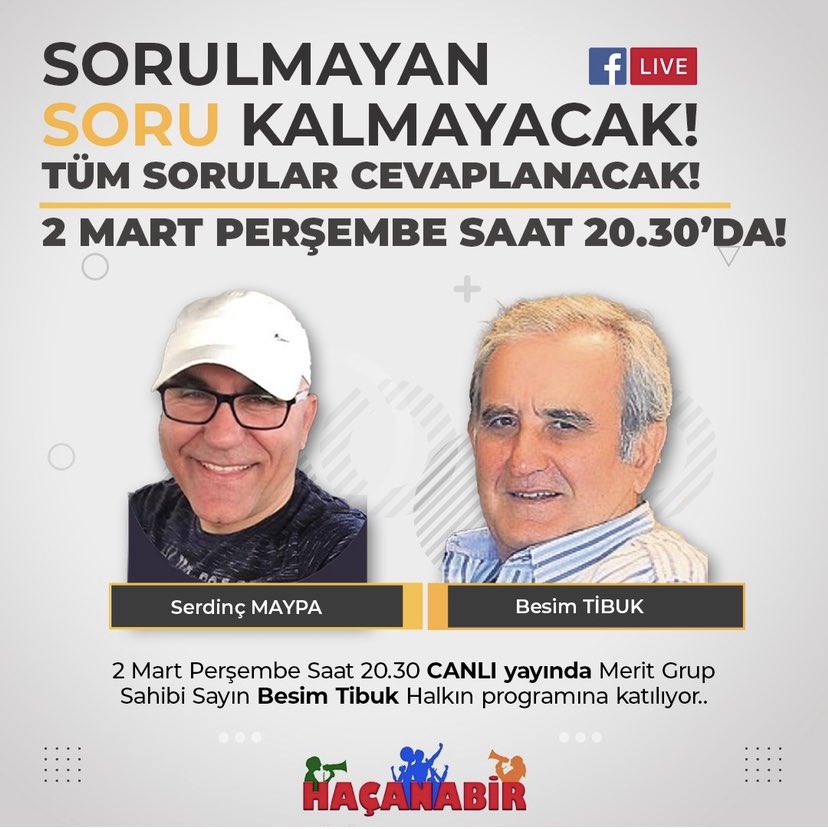 MaypaSerdinc's tweet photo. ⭕️ Çok #Özel konukları #Halkın Programı olan Sizlerin yarattığı programımıza çıkarmaya devam ediyoruz..Bu Akşam #Saat 20.30’da Merit Grup Sahibi sayın #Besim Tibuk konuğumuz oluyor hiç #konuşulmamış konular açıkça konuşuluyor.. https://t.co/9oLIA9UzWd