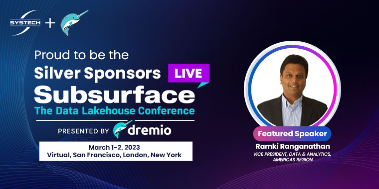 systechusa's tweet image. Join #TeamSystech at #Dremio&apos;s #Subsurface 2023 for a fun, learning-filled event! Learn from our #DataAnalytics leader about Systech&apos;s #DBShift, a #migration utility app that pushes the limits in speed, cost and scale. Sign up at bit.ly/3KixnvJ #cloud #datatransformation