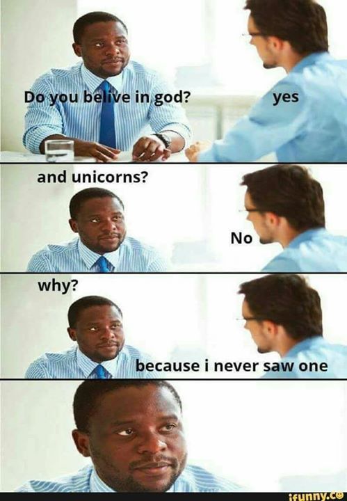 pinkheretic's tweet photo. Do you believe in God? ...and unicorns? #atheist https://t.co/Ex5NrZminQ