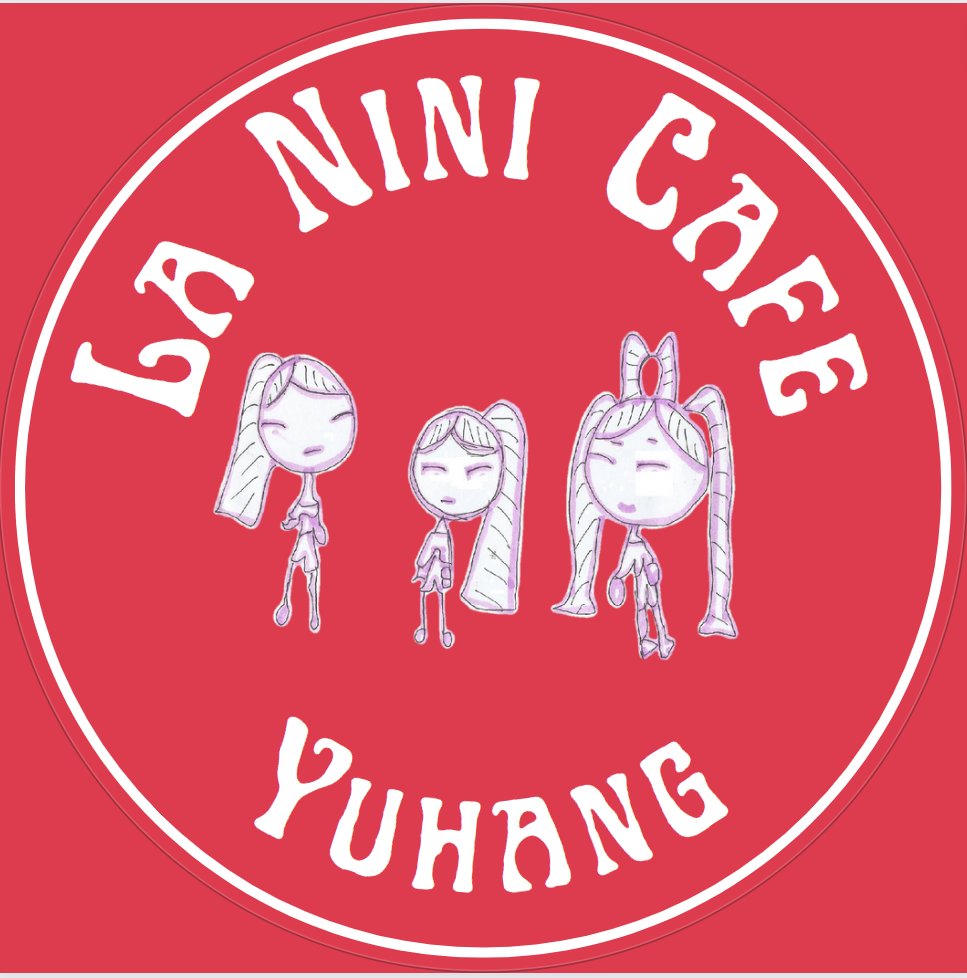 lockyeasom's tweet photo. Here is our new cafe sticker design. Artwork by Bella. The word La Nini comes from combining 2 letters from each daughter's name. 'La'- Beila, 'Ni'- Beini, 'Ni'- Anni. 

#LaniniDeli
#Yuhang
#Hangzhou
#China
#CoffeeTime https://t.co/wdFeOryLIj