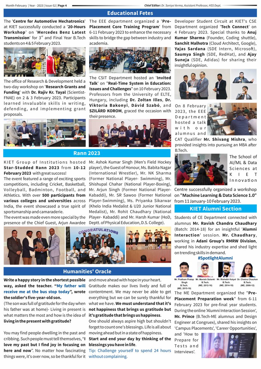 Kiet_edu's tweet photo. #KIET_Chronicle #52nd_Issue
It's that time of the month again! The 52nd Issue of the institute's monthly newsletter (Feb 2023 Edition) - "Chronicle- The Institute Mirror" is now available.
#kiet_group_of_institutions #KIETGZB #KIET #AKTU #AICTE #KIETChronicle #MonthlyNewletter https://t.co/TPUYETmdXy