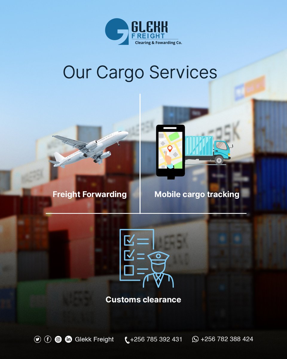 GlekkFreight's tweet image. We are trained to handle all kinds of cargo, perform necessary requirements for customs clearance, and ensure your cargo gets delivered no matter what! 

Talk to Us: +256 785392431/+256 701299344

#GlekkFreight #Cargotracking #Logistics #Shipping