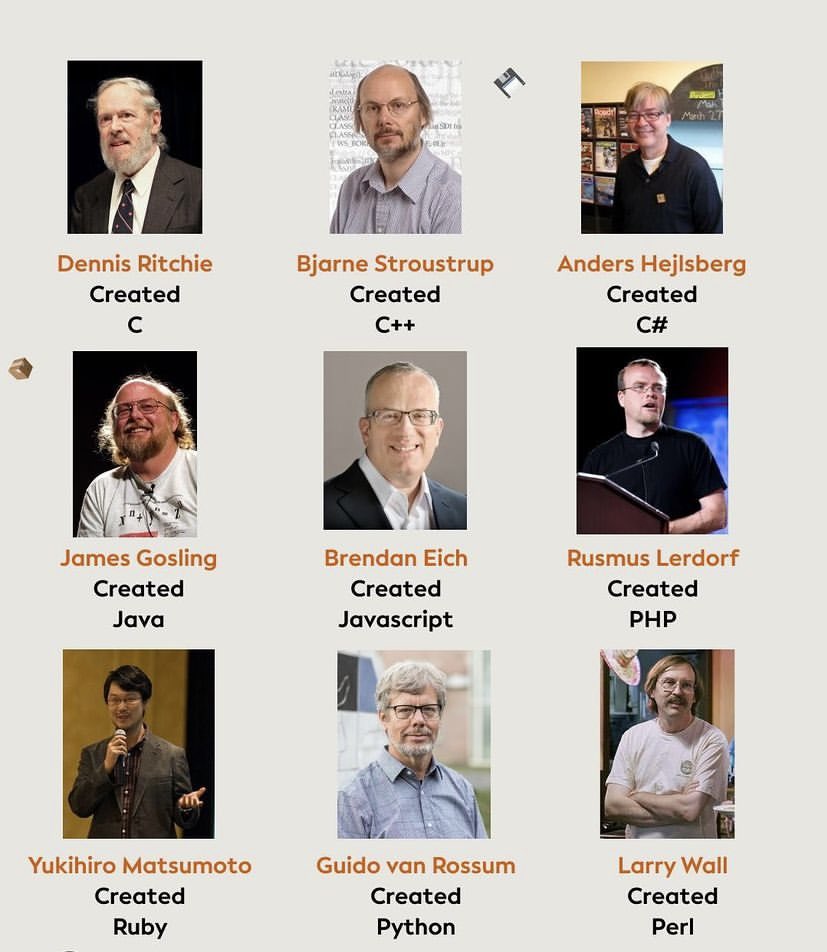Programming languages and their creators.  

#programminglanguages #technologies #programming