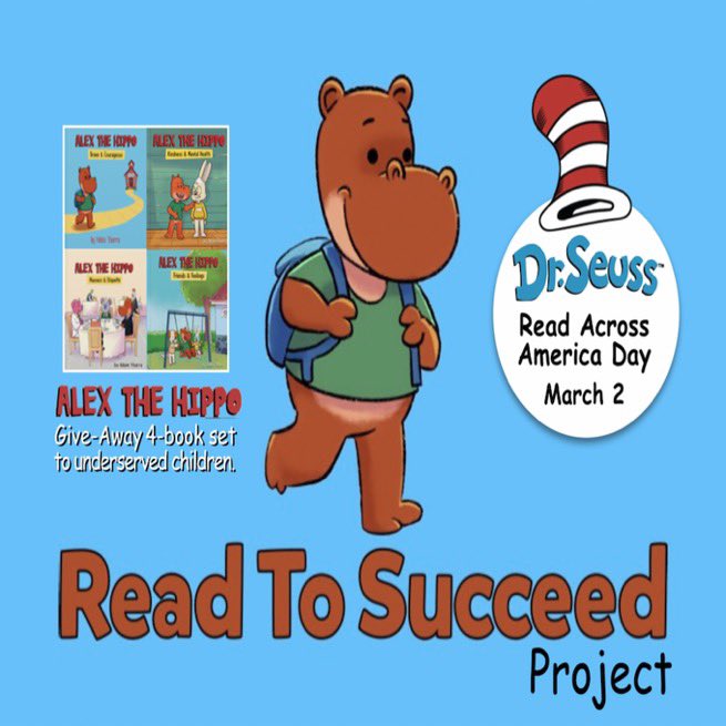 TenaciousGroup's tweet photo. Launching project to give away Alex The Hippo books to 200 underserved children. More than 60% of low-income families have no children’s books. 6 out 10 black &amp; brown 3rd graders are not able to read at grade level. Click https://t.co/brD4PNANV4 to donate. #ReadAcrossAmerica https://t.co/VqBvA1IKdN
