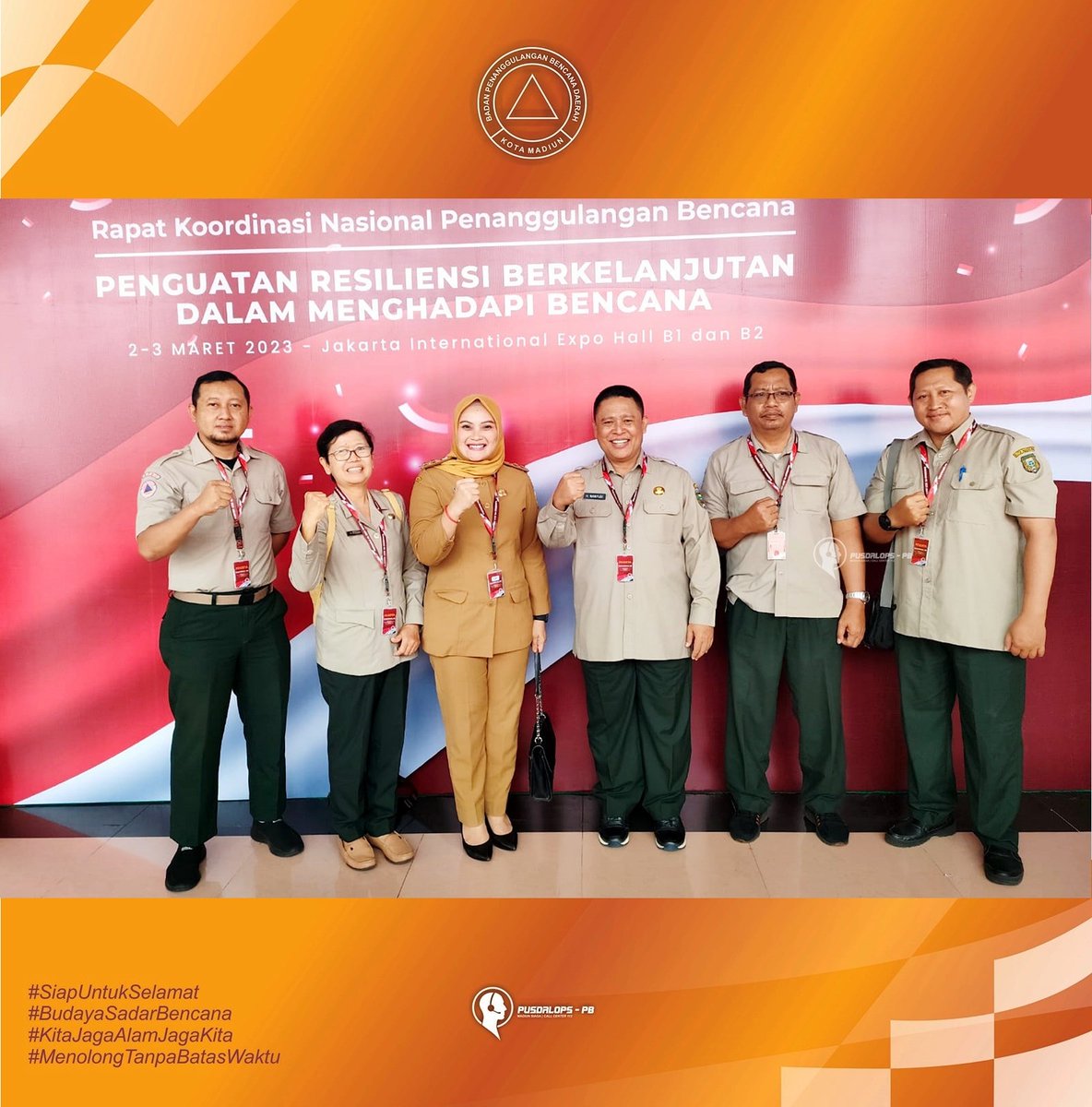 bpbdrescue45's tweet photo. Wakil Walikota Madiun, Kalaksa BPBD beserta Rombongan hadiri Rakornas Bencana 2023

#pemkotmadiun 
#madiuntoday
#madiunkotapendekar
#madiun
#siapuntukselamat
#budayasadarbencana
#menolongtanpabataswaktu
#rakornaspb2023 https://t.co/VBvYX9ykuw