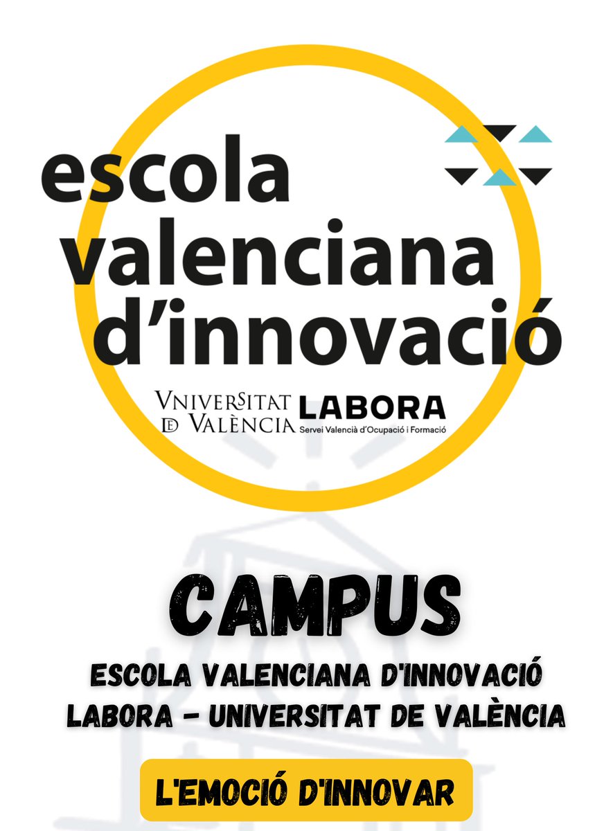 UVstartup's tweet photo. 🚨 Hui és l'últim dia per a inscriure's
per a participar al Campus de l'Escola Valenciana d’Innovació @GVAlabora @UV_EG #EVInnova2023 "La digitalitzacio del lloc de treball"
📅 6️⃣ de març a @LaNauuv
✅️ Programa i inscripcions (aforament limitat)
https://t.co/Y6XR3c1hF9 https://t.co/x80iSEwAQk