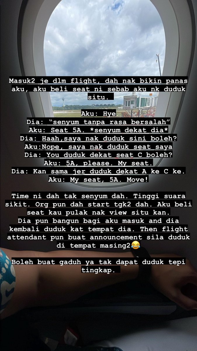 Masuk2 dlm flight dah nk bikin panas. hahah. Tak dapat duduk tepi tingkap memang boleh buat gaduh wooo🤭🤭