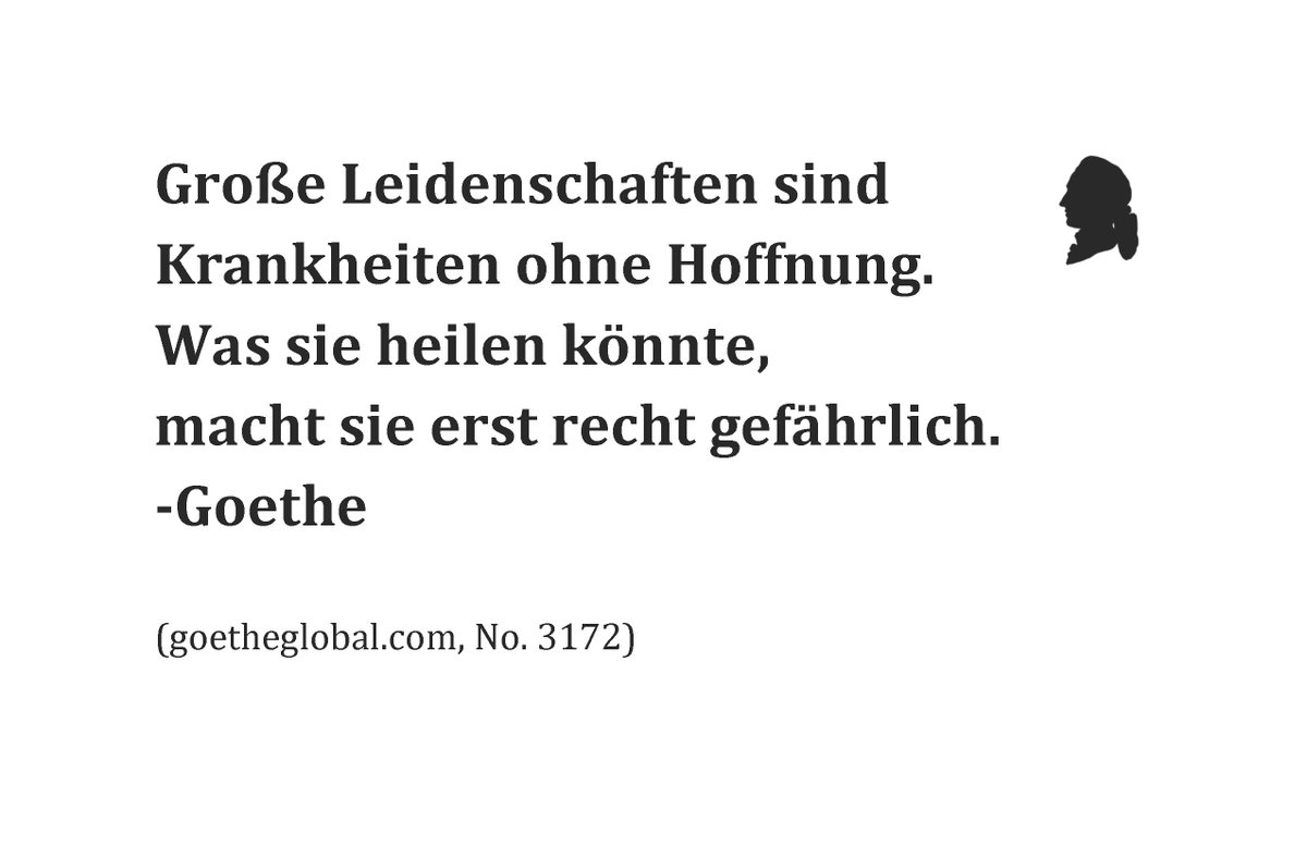 GoetheGlobal's tweet photo. Great passions are diseases without hope.
What could cure them is what makes
them even more dangerous.
-Goethe

#passion #love #Goethe https://t.co/9GAvUEr5NS