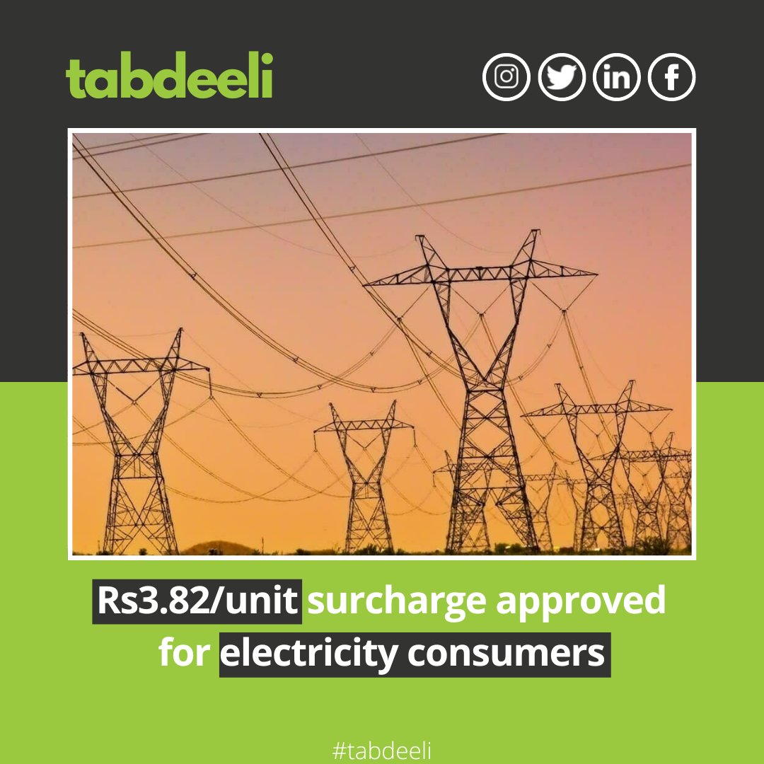 Economic Coordination Committee (ECC) of the cabinet has approved imposition of Rs3.82 per unit surcharge to recover Rs 335 billion from the consumers in fiscal year 2023-24 (against earlier approved Rs 126 billion for March-June 2022-23 ).
#tabdeeli #ElectricityPrice
