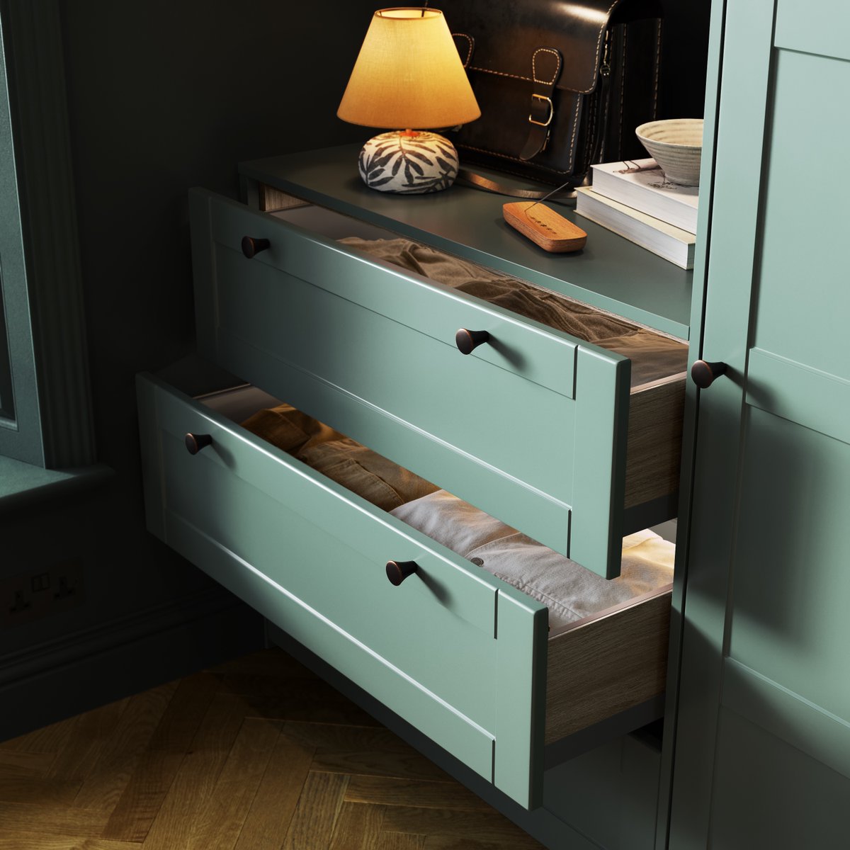 Our Shaker 5 Panel chest of drawers boast traditional frontals in a matt finish combined with deep pull-out drawers, creating a stylish solution for bedroom storage. 

#wrenkitchens #wrenovation #wardrobedesign #chestofdrawers #homeinteriors #fittedbedroom #bedroomfurniture