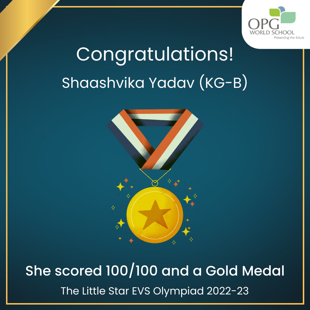 Shaashvika Yadav of KG B attempted the Little Star EVS Olympiad and today the result got declared. She scored 100/100 and a gold medal. 

#opgworld001 #opgworld #successmindset #successquotes #schoolsuccess #studytips #productivitytips #motivationmonday #learningisfun