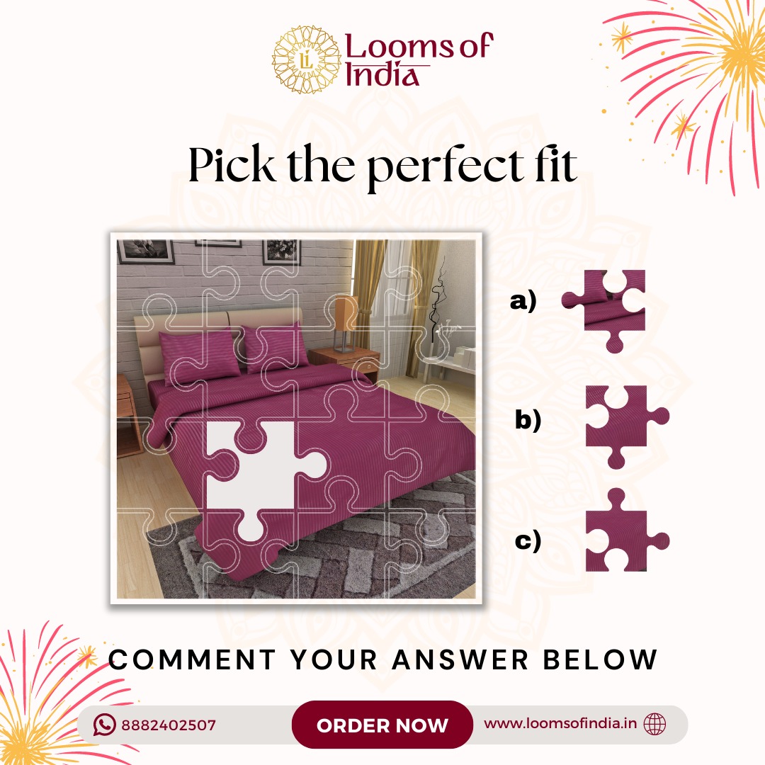 LoomsofIndia's tweet photo. Choose the missing piece to the puzzle from the given options choose the best-suited option✨
Comment Below A,B,C!
#loomsofindia #indianbedding #indianstyle #bedding #bedsheet #puzzles #puzzlepiece #puzzlegame #logic #logicgame #logicpuzzle #findthecorrectoption #options #fun https://t.co/EaLkUj9Nov