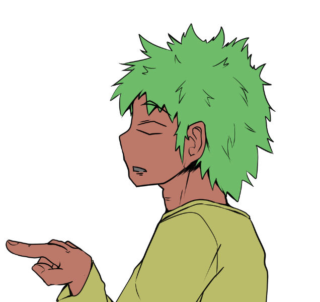 マスク処理でパーツごとに色分けしてたんだけど、髪にグリーンを割り当てた結果レミングスに 